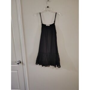 O2 Collection‎ Womens Black Lace Trim Ruffle Hem Slip Dress Camisole Large